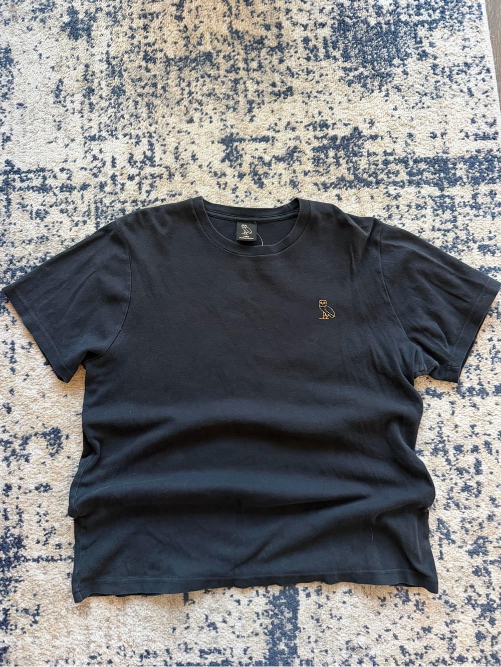 OVO Black Short-Sleeve Crewneck T-Shirt with Gold Owl Logo